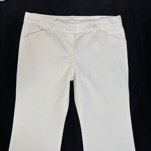Theory Womens 12 Wide Flared Long Dress Pants Work Trousers Stretch Office Ivory